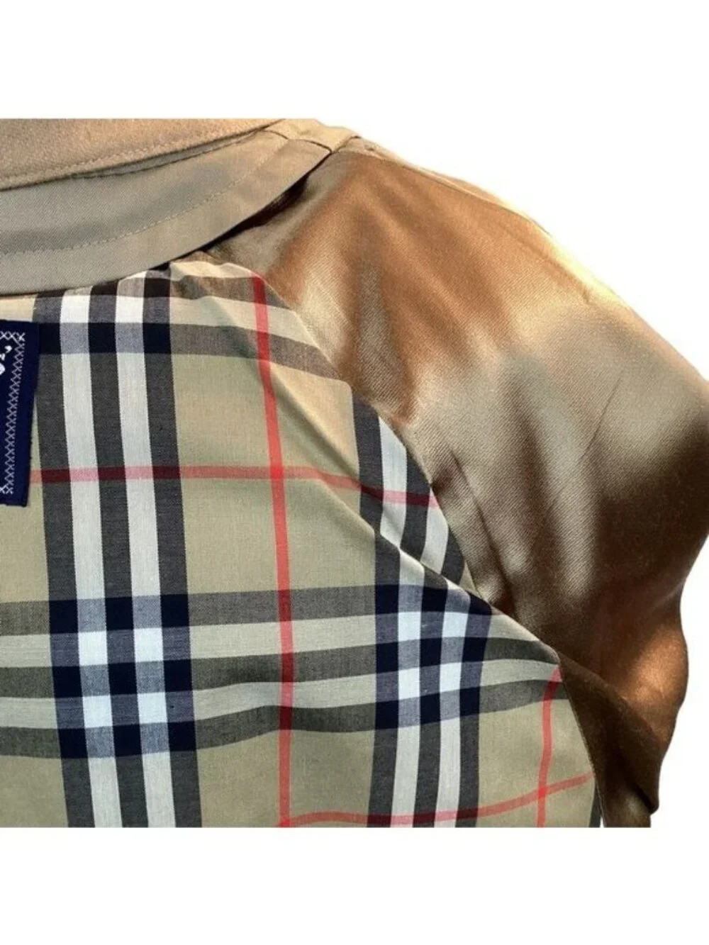 Burberry’s Nova Check Wool Lined Belted Mens Tan Trench Coat 48L